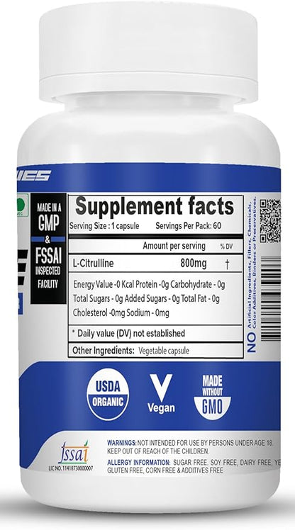 L-CITRULLINE 800Mg-Pack of 60 Capsules