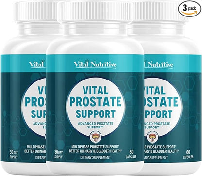 Vital Prostate Support Supplement for Men – Multiphase Herbal Formula with Saw Palmetto, Beta-Sitosterol & Zinc – Urinary Flow, Bladder Comfort & Prostate Health Supplements for Men – 90 Day Supply