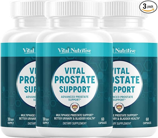 Vital Prostate Support Supplement for Men – Multiphase Herbal Formula with Saw Palmetto, Beta-Sitosterol & Zinc – Urinary Flow, Bladder Comfort & Prostate Health Supplements for Men – 90 Day Supply