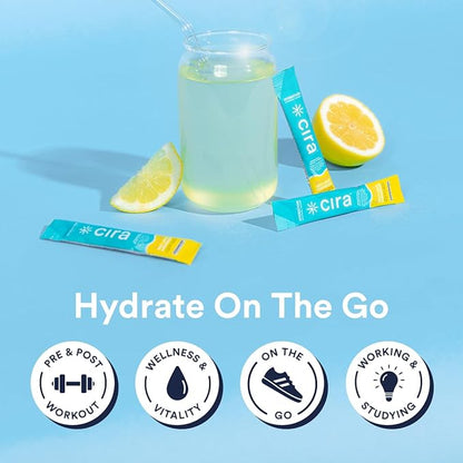 Cira Hydration Stick Packs x Alicia McCarvell Electrolyte Powder & Drink Mix for On-The-Go Dehydration Relief & Recovery - Self Love Lemonade, 20 Servings