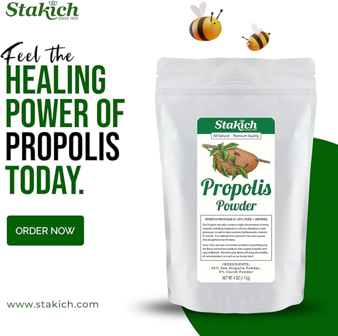 Stakich Bee Propolis Powder - All Natural- 1 Pound (16 Ounce)
