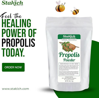 Stakich Bee Propolis Powder - All Natural- 1 Pound (16 Ounce)