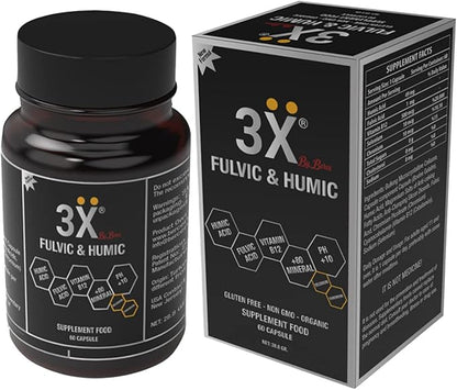 3X Fulvic and Humic Acid - 80 Minerals - Vitamin B12 - Selenium - Chromium - 60 Servings - 60 Day Supply