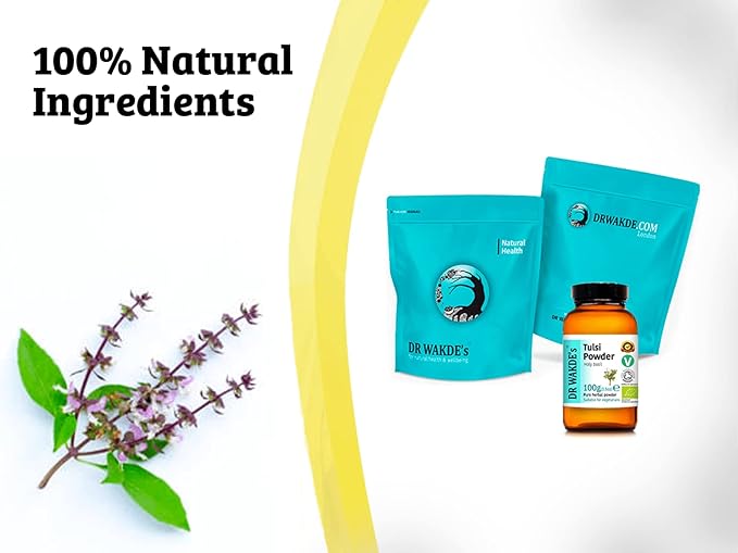 DR WAKDE'S Tulsi Powder (Holy basil | Ocimum sanctum) - 100g (3.5oz) | Pure, Raw & Dried Powder | Natural Aroma and Freshness | Fine Powder | Vegan | Premium Grade | Nothing Added, Nothing Removed