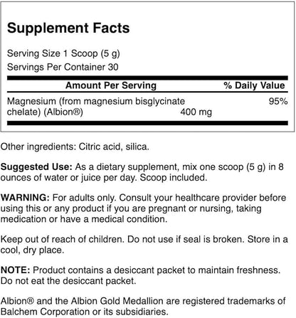 Swanson Albion Chelated Magnesium Glycinate 5.3 Ounce (150 g) Pwdr