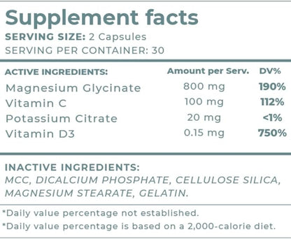 Magessium Complex/Helping Sleep and Relaxation/Glycinate 800 mg/Potassium Advanced Formula May Help Health and wellbing/Citrate Fast absortion/can Help for Cardiovascular Health, byblite
