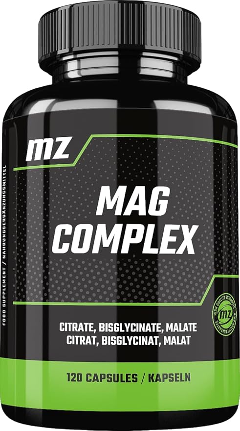 Magnesium Complex - 200 mg Elemental Magnesium per Daily Dose - 120 Vegan Capsules - Magnesium Citrate, Malate, Diglycinate and Vitamin B6-2 Months Supply - by MZ