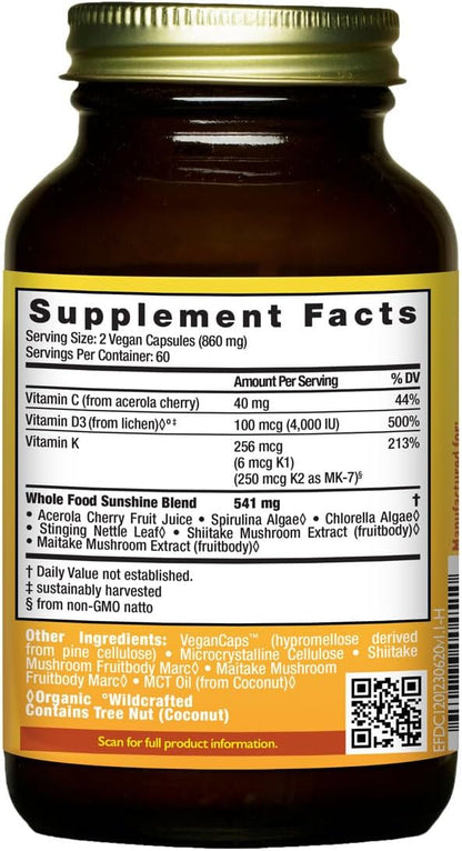HealthForce SuperFoods Truly Natural Vitamin D - 120 Vegan Capsules