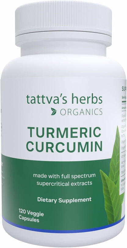 Tattva's Herbs Turmeric Curcumin 500 mg, Herbal Supplement for Antioxidant Support, Turmeric Curcumin with Black Pepper for Advanced Absorption, 1 Pack, 120 Veggie Capsules