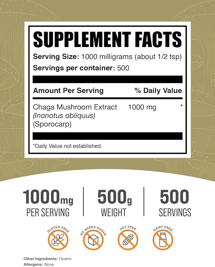 BulkSupplements.com Chaga Mushroom Extract Powder - Mushroom Supplement - Mushroom Immune Support - Chaga Mushrooms Powder mushroom superfood (100 Grams - 3.5 oz)