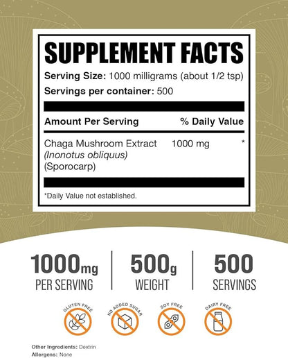 BulkSupplements.com Chaga Mushroom Extract Powder - Mushroom Supplement - Mushroom Immune Support - Chaga Mushrooms Powder mushroom superfood (100 Grams - 3.5 oz)