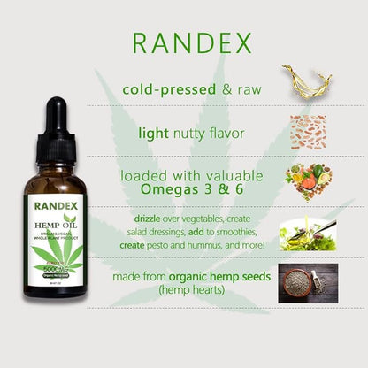 (2 Pack) 5000mg Organic Cold-Pressed Hemp Oil - Rich in Omega 3-6-9 - Natural Hemp Drops - Made in USA