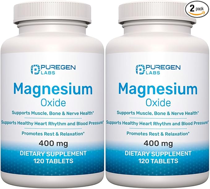 Magnesium Oxide 400mg [High Potency] Supplement | 2 Pack - Total 240 Tablets