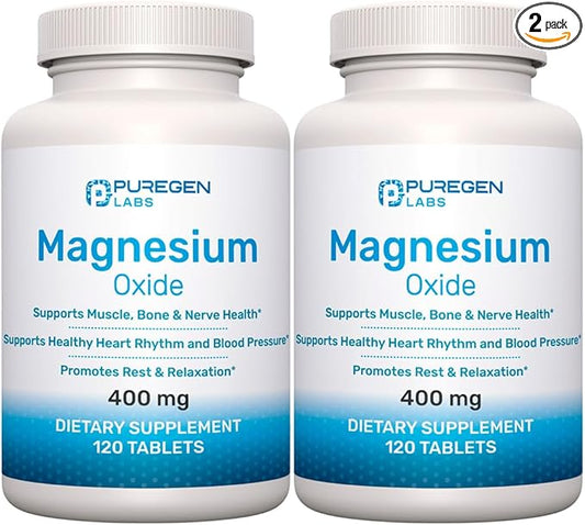 Magnesium Oxide 400mg [High Potency] Supplement | 2 Pack - Total 240 Tablets