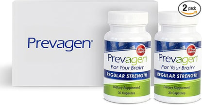 Prevagen Regular Strength 10mg, 30 Capsules |2 Pack| with Apoaequorin & Vitamin D with Attractive and Stackable Prevagen Storage Box