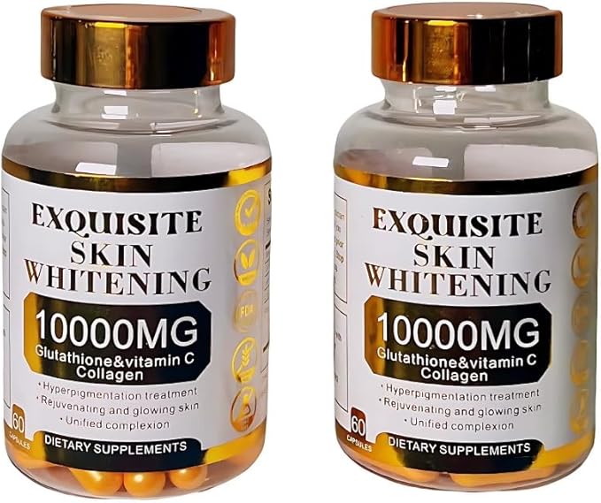 Skin Whitening - 10000mg Glutathione - Vitamin C & Collagen blend capsules - Fights Hyperpigmentation - Fair and Radiant Skin - Dark Spot Removal - Rejuvenation - Even Skin Tone - Anti-Aging