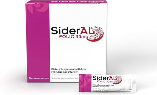 SiderAL® Folic Iron Supplement for Women | Folic Acid, Vitamin C and B12 | Gentle on Stomach | High Strength for Pregnancy, Energy, Anemia and Deficiency | Vegetarian-Friendly and Gluten-Friendly