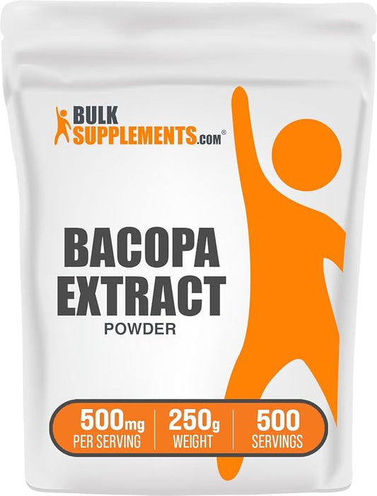 BulkSupplements.com Bacopa Extract Powder - Bacopa Monnieri Supplement, Herbal Supplement - Vegan & Gluten Free, 500mg per Serving, 250g (8.8 oz) (Pack of 1)