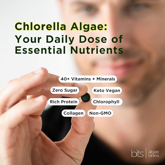 RECOVERYbits - Organic Chlorella Tablets - Plant-Based Algae Superfood - Chlorophyll - Cracked Cell Wall - Energy - Immune System - Detox - Keto - Vegan - Non-GMO - Large Bag - 1000 Tablets