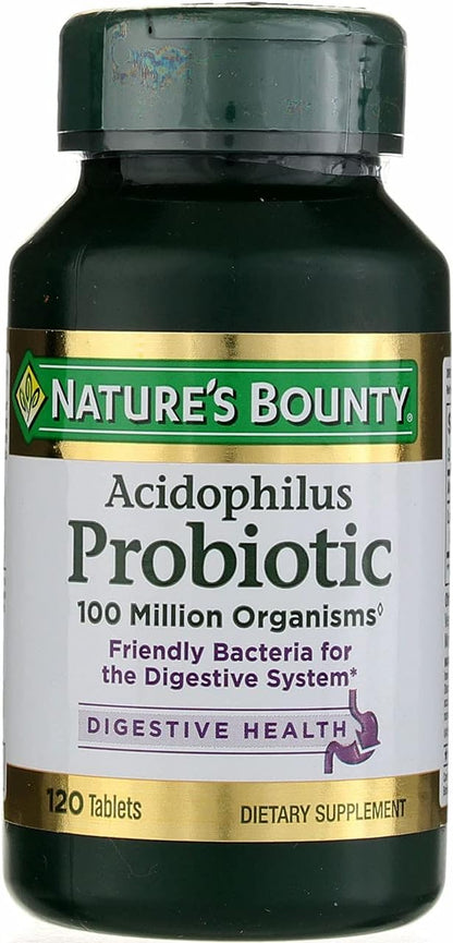 Nature's Bounty Probiotic Acidophilus Tablets, 120 ea (Pack of 3)