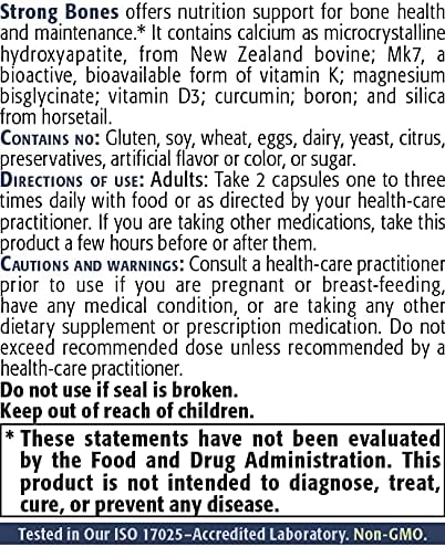 NEW ROOTS HERBAL Strong Bones - Calcium, Magnesium, Vitamin D3, VIT C, bioavailable K2 (MK-7) - GMO, Soy, Gluten Free - Supplement for Bone Health – (90 Veg Caps)