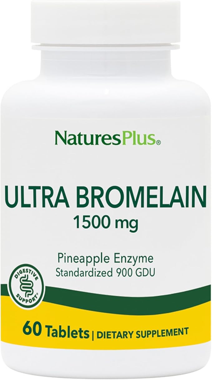 Natures Plus Ultra Bromelain - 60 Tablets - 1500 mg of Pineapple Bromelain - Provides Joint Support and Promotes Digestive Health - 60 Servings