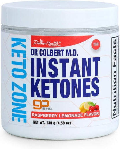 Divine Health Instant Ketones Powder | Raspberry Lemonade | GoBHB Exogenous Ketone Salts | 4.59oz