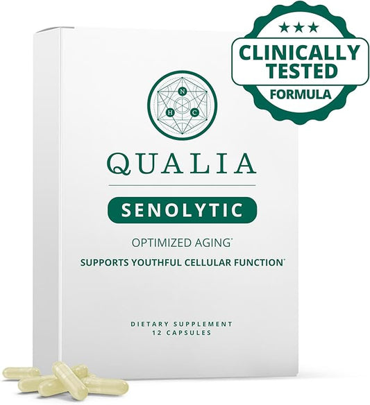 Qualia Senolytic Supplement, Fisetin, Quercetin, Piperlongumin & More, Aging Supplement That Supports Optimal Cell Repair & Rejuvenation, Naturally Eliminate Zombie Cells, 1 Month Supply