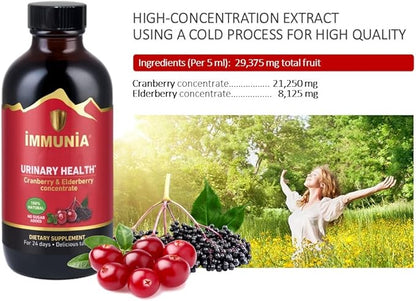 Immunia Urinary Health. Cranberry & Elderberry Concentrate for The Prevention of Urinary Infections. Natural. Delicious. 5 ml/Day. (3-Pack)