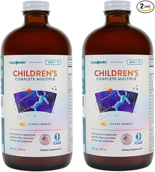 LIQUIDHEALTH Children's Complete Liquid Multivitamin for Kids, Toddlers - Essential Vitamins, Nutrients & Minerals, Immune Support, Gut Health - Made in The USA, Vegan, Non GMO, Sugar-Free (2 Pack)