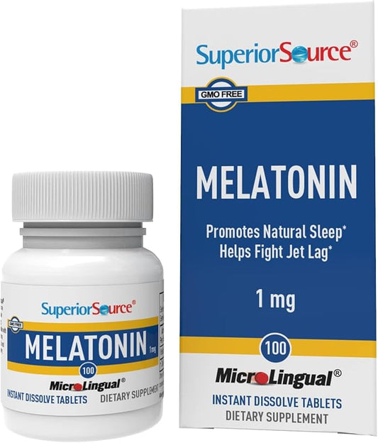 Superior Source Melatonin 1 mg - Healthy Sleep Support Supplement for Adults - Melatonin Formula with Chamomile Aids Relaxation & Restful Sleep - 100 Sublingual Dissolving Tablets