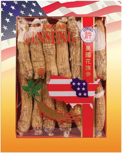 SKU #0100-8, Hsu's Ginseng Long X-Large American Ginseng Roots (0100-8)