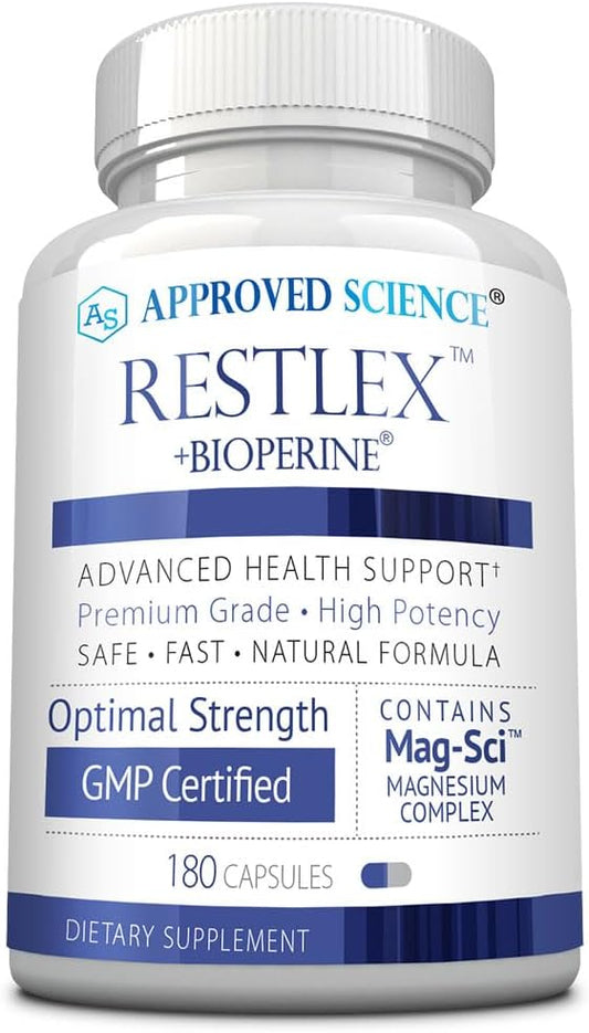Approved Science Restlex - 420 mg Magnesium Glycinate Blend, L-theanine 200 mg - 180 Capsules - 1 Bottle
