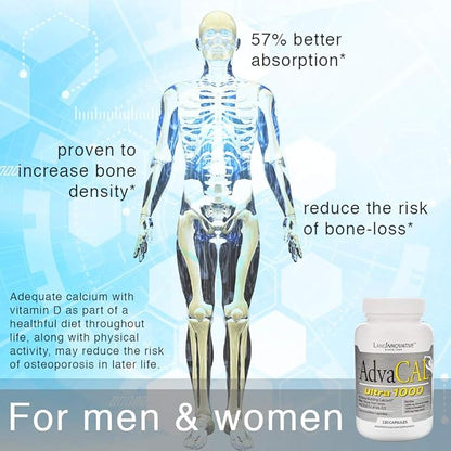 Lane Innovative - AdvaCAL Ultra 1000, Bone-Building Calcium*, Including Vitamin D3 and Magnesium, Easy Absorption (120 Servings) | Pack of 3