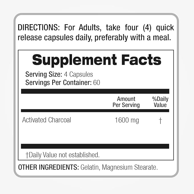 FITO MEDIC'S Lab | Activated Charcoal Pills| 1600 mg per Serving | 240 Caps | Activated Charcoal | Charcoal Capsules| Charcoal Pills| Ultra high Absorption, s.