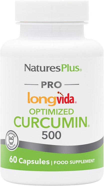 Natures Plus PRO Longvida Curcumin 500 mg - 60 Capsules - Promotes Healthy Free Radical Protection - Non-GMO, Vegan & Gluten Free - 60 Servings