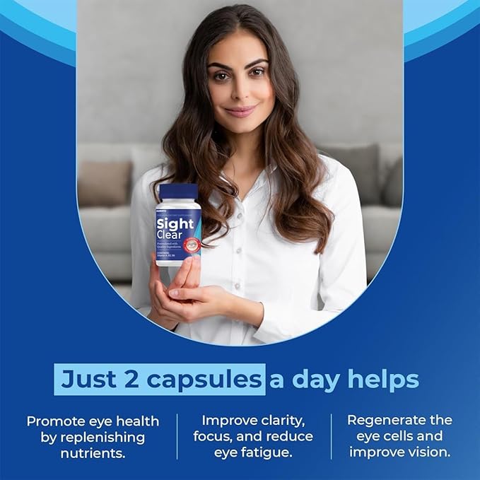 New Sight-Clear, Sight-Clear Pills,Sight-Clear 60 Capsules for 30 Days, Sight-Clear Capsules - Sight-Clear Supplement for Vitamin(2 PC)