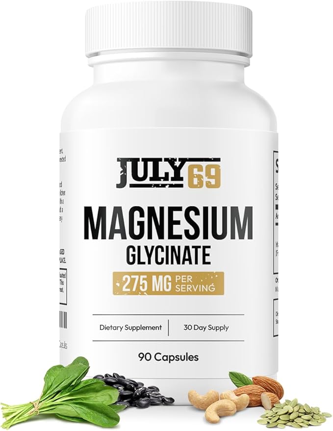 Magnesium Glycinate 275 MG - Extra Strength Vegan Supplement for Men & Women, 90 Capsules, Gluten & Soy Free, Natural Support, 3rd Party Tested, Made in USA