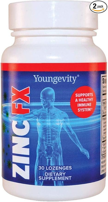 Youngevity Zinc Fx - Zinc + Trace Minerals + Elderberry + Astragalus - Immune Support Chewable - Highly Absorbable - Delicious - 30 Lozenges (Pack of 2)