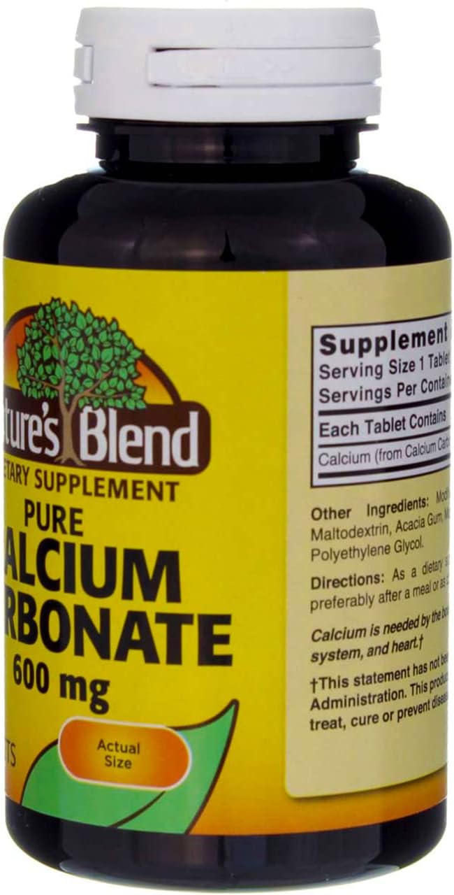 Nature`s Blend Calcium Carbonate 600mg Tablets 100 ct (pack of 2)
