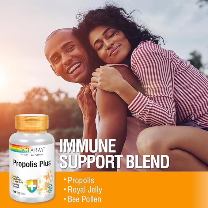 SOLARAY Propolis Plus | Healthy Immune System Support with Propolis, Bee Pollen & Royal Jelly | 90 VegCaps