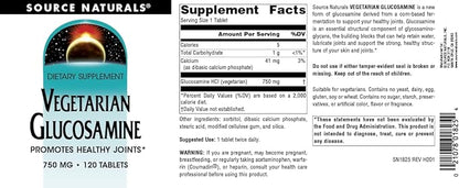 Source Naturals Vegetarian Glucosamine, Promotes Healthy Joints*, 750 mg - 120 Tablets