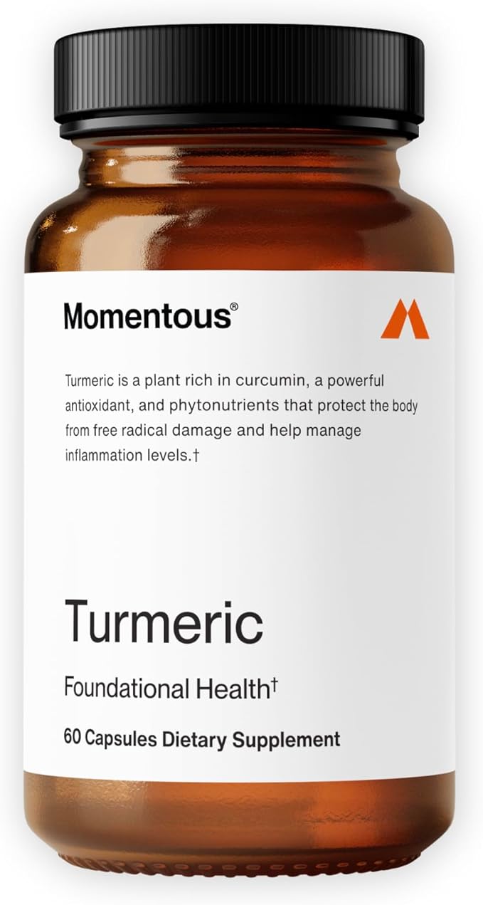Momentous Turmeric Supplement 1000mg - Natural Antioxidant Turmeric Curcumin for Foundational Health - NSF Certified, Gluten Free, 30 Servings, 60 Capsules