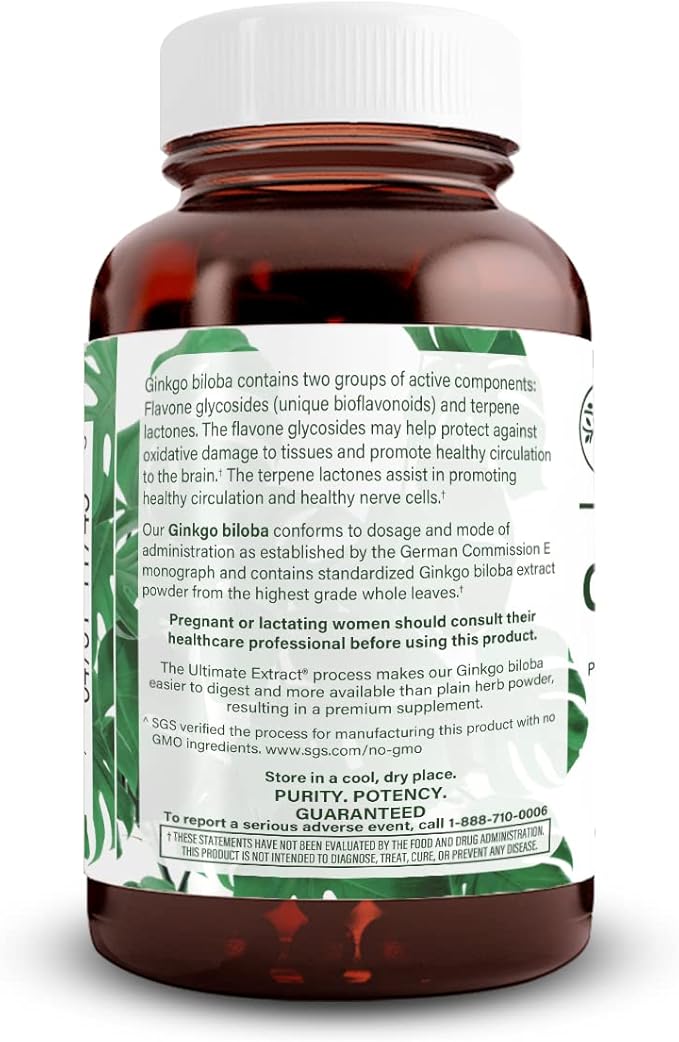 Natural Nutra Ginkgo Biloba, Improves Circulation to The Brain and Boosts Memory, Increases Oxygen Flow, and Enhancing Brain Function, Support Nerve Health, Vegan and Gluten Free, (60) Capsules