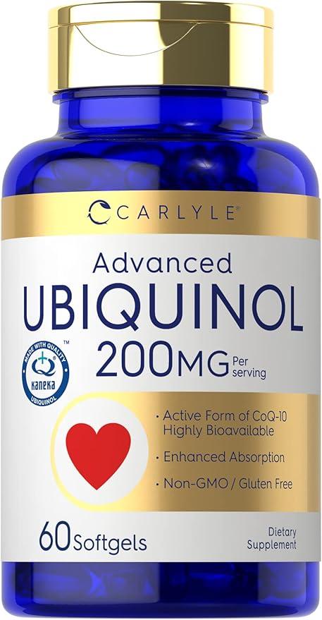 Carlyle Ubiquinol 200mg | 60 Softgels | CoQ10 Supplement | Highly Bioavailable | Non-GMO, Gluten Free