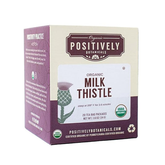 Organic Positively Botanicals Company, Milk Thistle Herbal Tea Bags, 20 Count