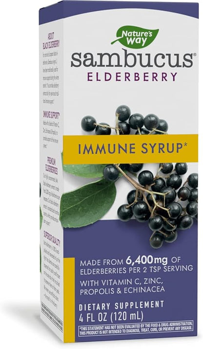 Nature's Way Sambucus Immune* Elderberry Syrup with Echinacea, Zinc & Vitamin C, 4 Oz (Pack of 2)