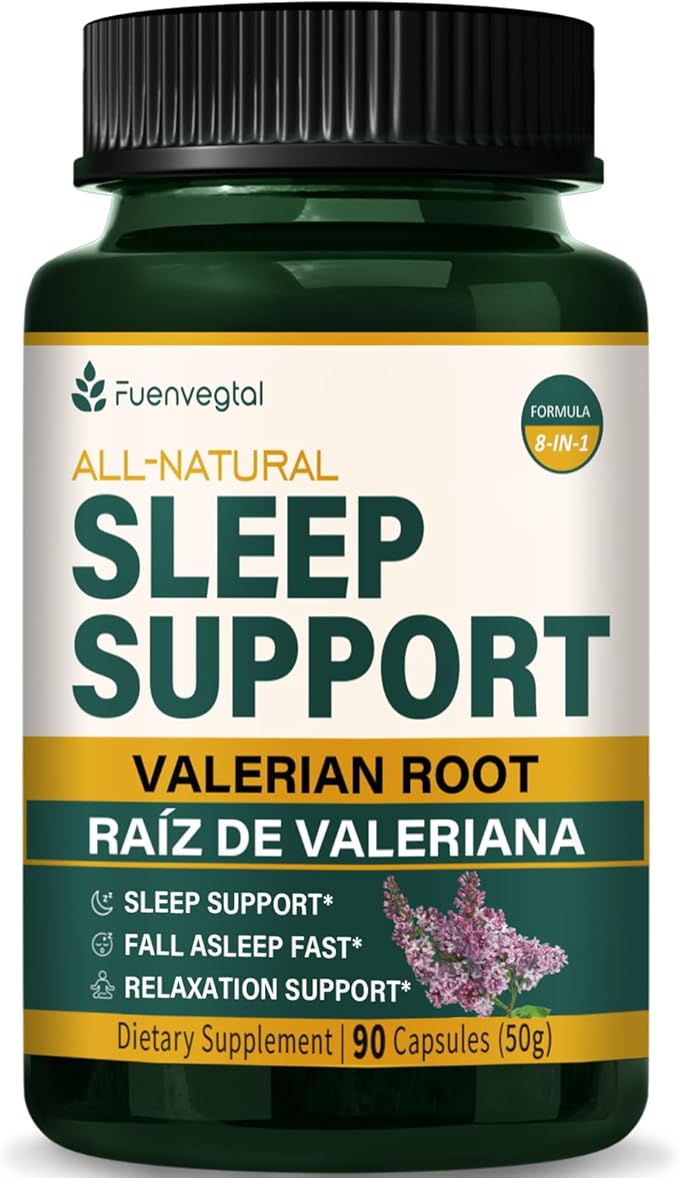 Sleep Support Capsules for Fall Asleep Fast & Relaxation Support, Valerian Root Extract All in 1 Herbal Supplement. 90Caps