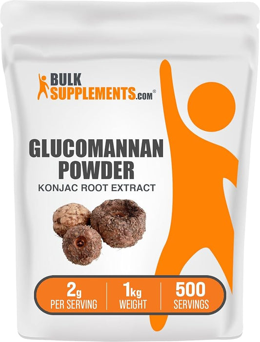 BulkSupplements.com Glucomannan Powder - from Konjac Root Extract Powder, Glucomannan Supplements - Gluten Free, 2g per Serving, 1kg (2.2 lbs) (Pack of 1)