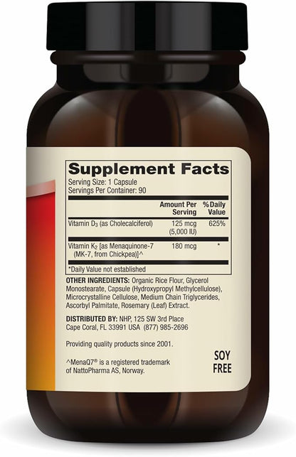 Dr. Mercola Vitamins D3 & K2 Dietary Supplement, 90 Servings (90 Capsules), Supports Heart Health, Immune Support, Non GMO, Soy Free, Gluten Free